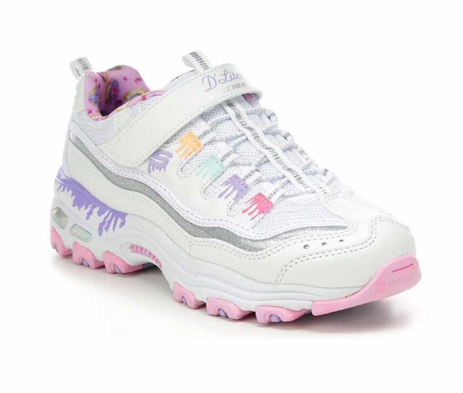 Running Shoes * | Girls' Skechers Little Kid & Big Kid D'Lites Strap Memory Foam Running Shoes